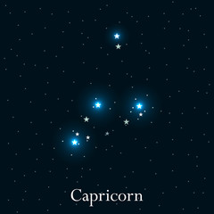 Capricorn zodiac sign. Bright stars in the cosmos. Constellation Capricorn. Vector illustration.