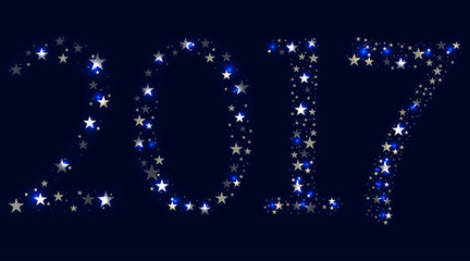 2017 happy new year. Bright stars. Vector illustration.
