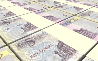 Libyan dinar bills stacked background. 3D illustration.
