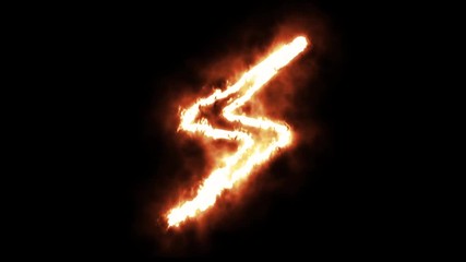 A Lightning Symbol Lighting up and Burning in Flames