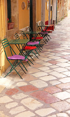 Fototapeta na wymiar Greece. Corfu island. Corfu town. An open-air cafe
