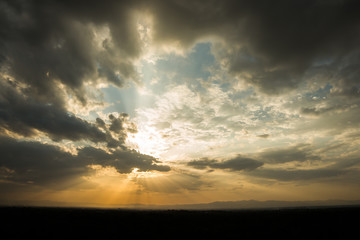 colorful dramatic sky with cloud at sunset