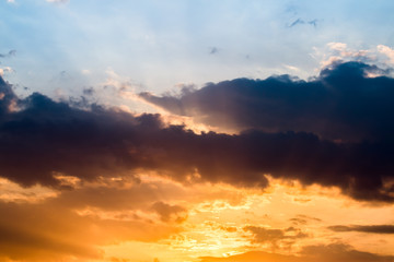 colorful dramatic sky with cloud at sunset