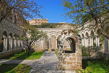 Italy. Sicily island. Palermo city. The monastery courtyard (clo