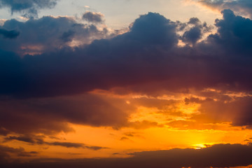 colorful dramatic sky with cloud at sunset