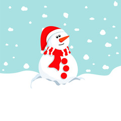 snowman in winter. Christmas symbol.