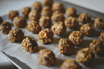 Woman hands making healthy biscuits  - Home made holliday cookie