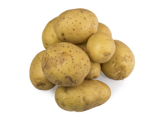 Patatas y huevos en recipiente de cocina