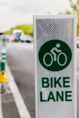 Bike Lane Street Sign Closeup.