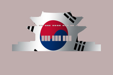 A silhouettes of Changdeokgung Palace with Korea flag inside