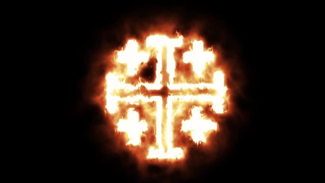 Burning Cross - Jerusalem Cross Burning in Flames