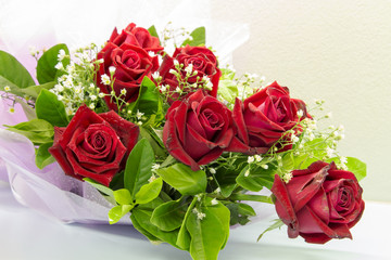 A bouquet of red roses