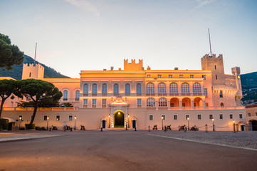 Prince's Palace of Monaco in the evening