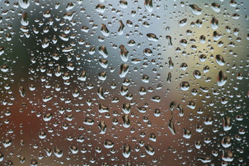 Rain drops on window , rainy day
