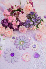 purple paper flowers..