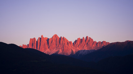 Naklejka premium red fire sunset in Alps