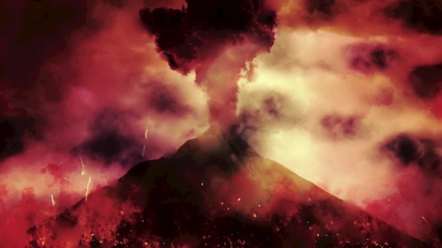 Cheotic Volcanic Eruption with Fire and Flames