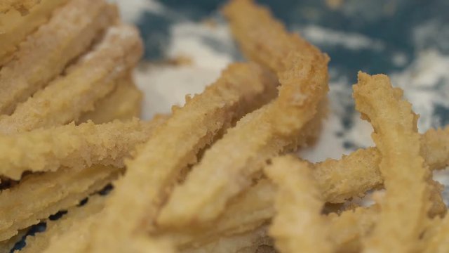 Deep fried dough sticks, close-up.