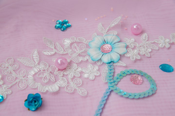 blue sequins and lace..