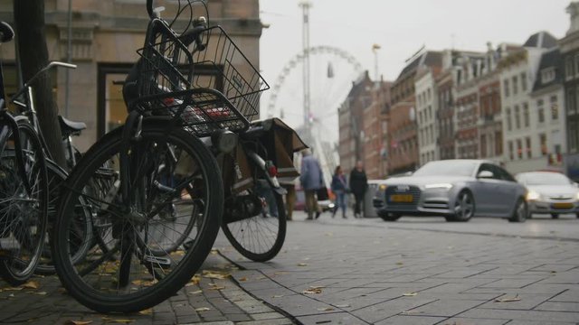 AMSTERDAM, NETHERLANDS - parked the bike in the city centre