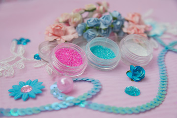 pink and blue tinsel.....