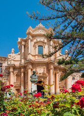 The facade of the church of St. Dominic - a magnificent specimen Sicilian Baroque in Noto, Sicily