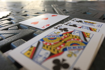 close-up of cards