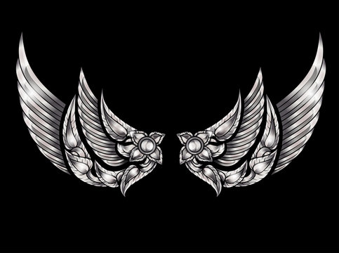 Thailand wings tattoo design on black.