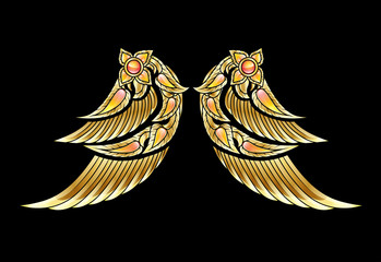 Thailand wings tattoo design on black.