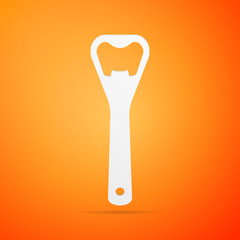 Bottle opener flat icon on orange background. Vector Illustration