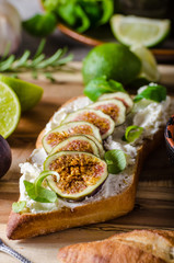 Fresh baguette with figs