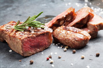 Grilled sliced beef steak