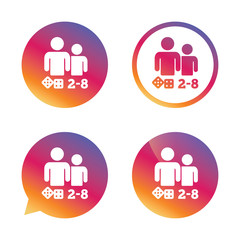 Board games sign icon. 2-8 players symbol.