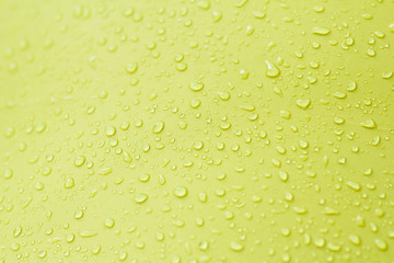 Drop of water on yellow background