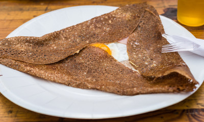 Perfectly cooked French pancake on the plate