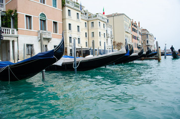 Fototapeta na wymiar Gondolas in Venice on the Grand Canal, Italy.