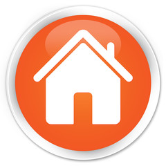 Home icon orange glossy round button