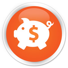 Piggy bank (dollar sign) icon orange glossy round button