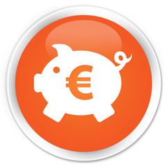 Piggy bank (euro sign) icon orange glossy round button
