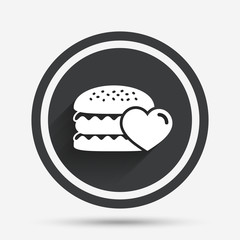 Hamburger icon. Burger food symbol.