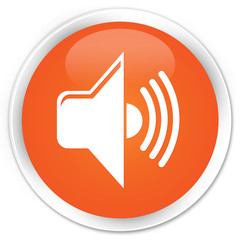 Volume icon orange glossy round button