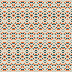 Waves and circles pattern vector