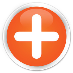 Plus icon orange glossy round button