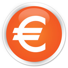 Euro sign icon orange glossy round button