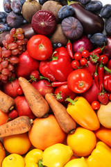 Ripe and tasty fruits and vegetables background