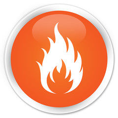 Fire icon orange glossy round button