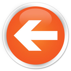 Back arrow icon orange glossy round button
