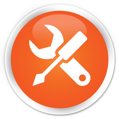 Settings icon orange glossy round button