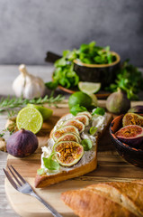 Fresh baguette with figs