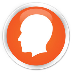 Head (men face) icon orange glossy round button